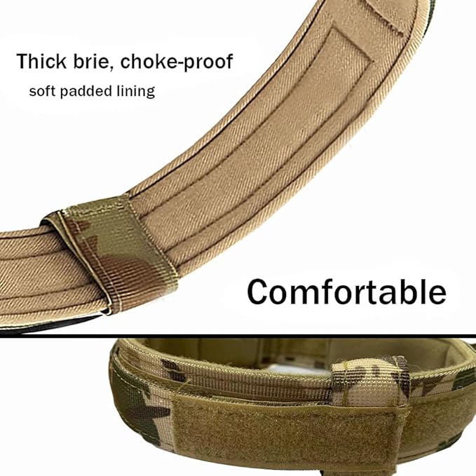 Xqpetlihai Tactical Dog Collar and Leash Set Adjustable Military Nylon Dog Collar with Control Handle and Heavy Duty Metal Buckle for Large Dogs （Camo S