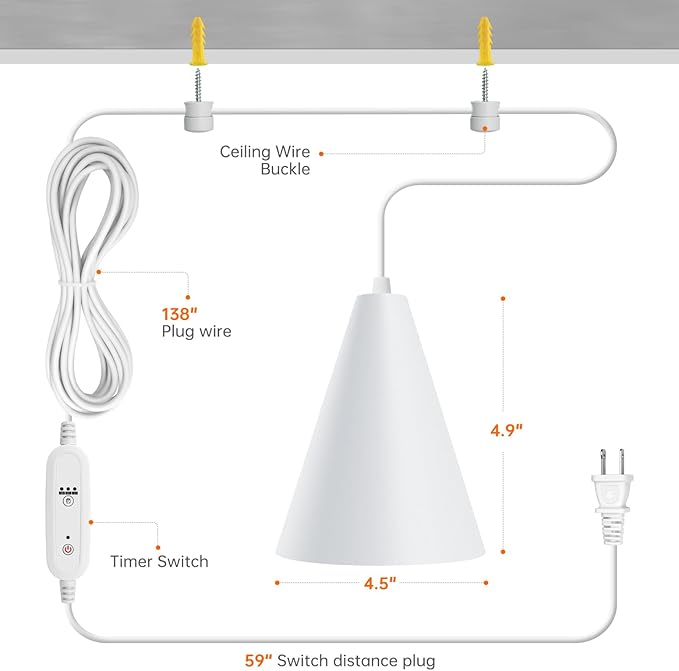 Bstrip Hanging Grow Lights for Indoor Plants-25W Full Spectrum 5000K Plant Light with 4H/9H/14H Timer& 16.4FT Power Cord for Indoor Growing, Ideal for Large Tall Plant, Garden and Flowers Greenhouse