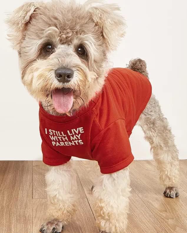 Cute Dog Clothes, T Shirt for Medium and Small Dogs Girl Boy,Puppy.Breathable Soft Dog Costume for Pet Dogs Cats, Pet Pullover Jumper, Cat Clothes(L-(10~17lb), Chest~18", Red, Parents)