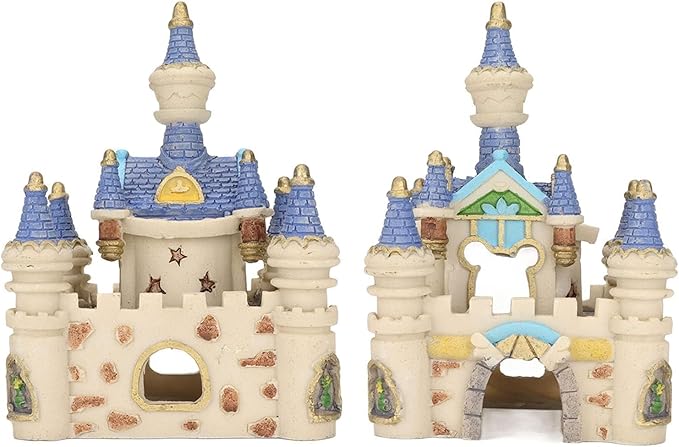 HERCHR Fish Tank Decorations, Castle Cave Hideouts & Resin Aquarium Decor Hiding Cave Ornament Fish Tank Accessories, Safe for Betta Fish