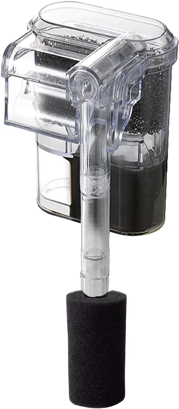 Quiet Hang on Aquarium Filter for Betta, Slim HOB Fish tank Filter for 3-10 Gal Planted Aquariums & Aquascaping with 1 Pre-Filter Sponge ，Adjustable Flow，250L/H