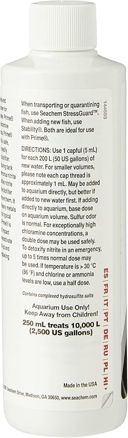 Seachem Prime Fresh and Saltwater Conditioner - Chemical Remover and Detoxifier 250 ml & Stability - for Freshwater and Marine Aquariums 250ml