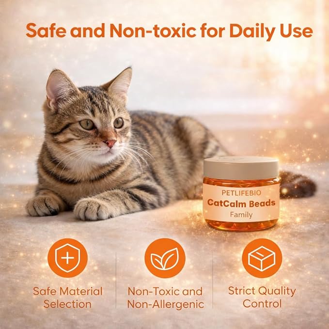 Cat Calm Beads Family, Cat Calming Diffuser Gel Non Plug in, 2 Pack Cat Anxiety Relief, Lasting 2 Months, Downtime More Peaceful for Pets and Owners Alike. (2pc)