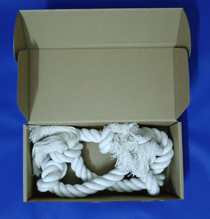 35" Dog Rope Tug Toy – 5-Knot Cotton Rope, Perfect Balance for Tug & Chew, Durable Interactive Toy for Medium & Large Dogs (22–88 lbs), Indoor & Outdoor, Washable, White