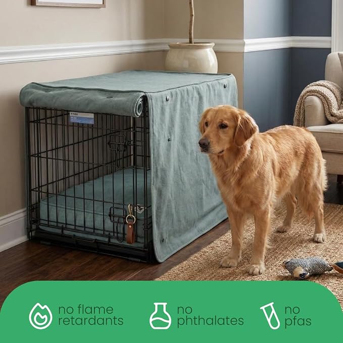 Molly Mutt Quiet Light Dog Crate Cover, GOTS-Certified 100% Organic Cotton Canvas Cover for Dog or Puppy Kennel and Cage, Washable, Free of Harmful Chemicals, Huge, Fits 36"x23"x25" Crate