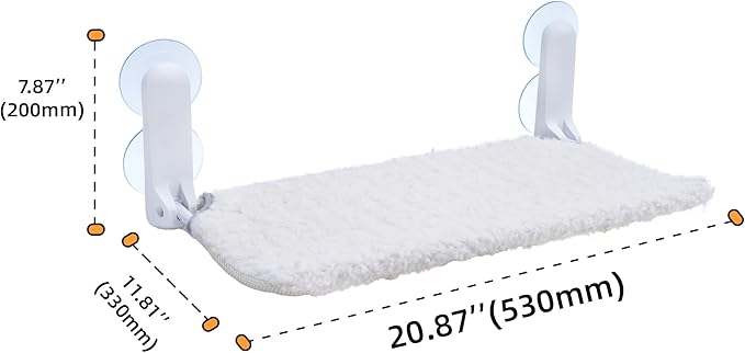 SMOUATOU Cat Window Perch, Cordless Foldable Cat Hammock Bed with 4 Suction Cups, Embeded Machine Washable Bed for Indoor Cats, Strong Metal Frame Holds 40lbs (Beige)