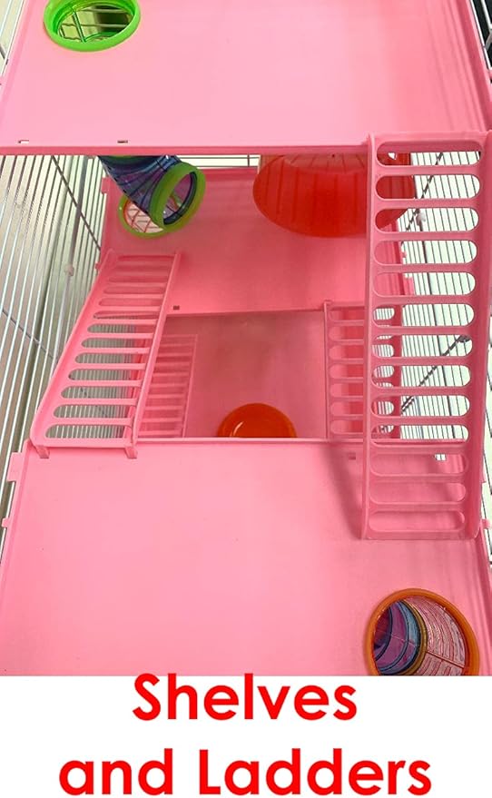 Pink Large Multi-Floors Hamster Mansion Mouse Habitat Gerbil Home Rat House Small Animal Critter Cage