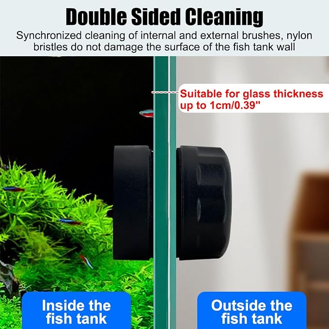 Aquarium Magnetic Cleaner, Double-Sided Fish Tank Glass Algae Scraper S/L White/Black for Glass Tank
