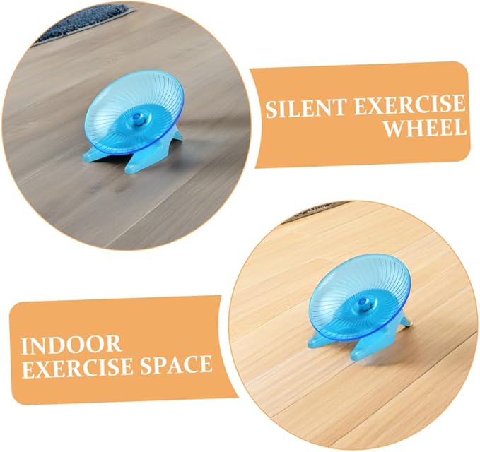 Unomor Silent Hamster Exercise Wheel with Support Stand, Light Blue Plastic Flying Saucer Running Wheel for Gerbils, Dwarf Hamsters, and Small Pets