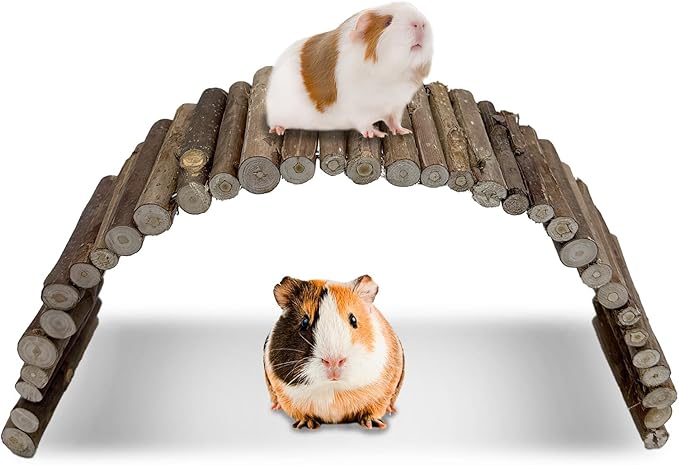Hamiledyi Hamster Bridge Wood Hamster Climbing Ladder Rat Ladder Bridge Small Animals Cage Accessories for Dwarf Syrian Hamster Mice Gerbils Sugar Glider Wooden Hideout Toy (25.6×3.5IN)