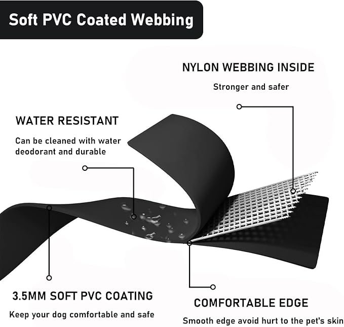 ZALER Dog Collar and Leash Set, Waterproof Adjustable Odor Proof Pet Collars Leashes Easy to Clean, 6FT Dog Leash with 2 Hooks for Large, Medium Small Dogs (L, Black)