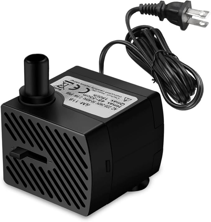 3W 50GPH Mini Submersible Water Pump, Small Fountain Pump for Pond, Aquariums, Fish Tank, Tabletop Fountain, Pet Fountain, Indoor or Outdoor Fountain (AC Powered)