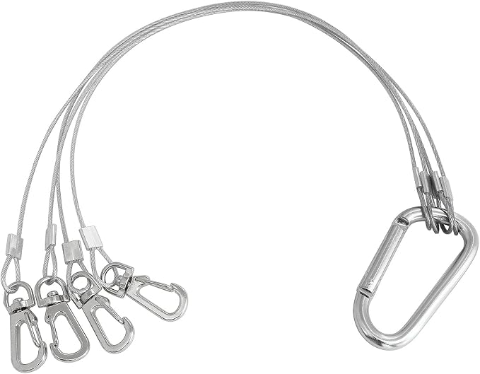 Rope Hanger 2pcs 304 Stainless Steel Basket Plant Hanger Holder Light Hanging Wire Rope for Light-Emitting Diode Grow Light, Aquarium Lighting Tank Lamp, Indoor and Outdoor Plant 34cm