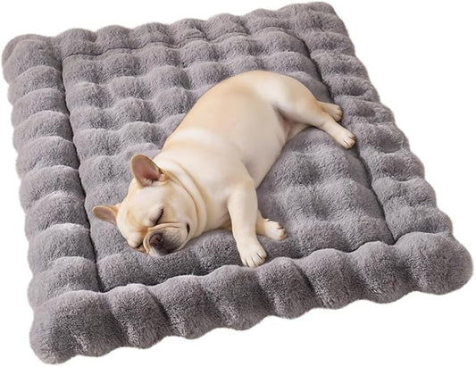 SOMAHE Cat & Dog Bed Mat, Soft Plush Faux Fur Kneading Pet Bed for 2 Cats or Small Dogs, Machine Washable Cat Sleeping Pad, Non-Slip Fluffy Pet Rug for Indoor Cats Kittens & Small Dogs, 27x20 in Grey