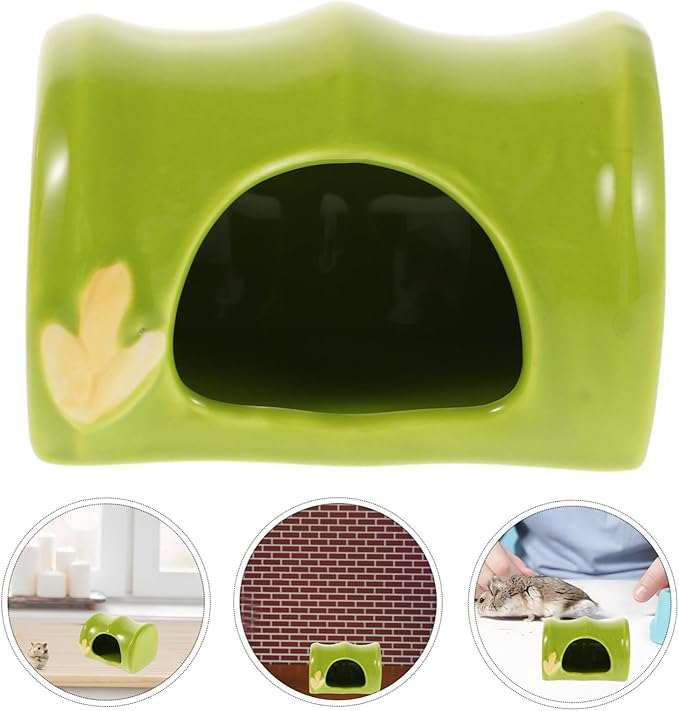 BESPORTBLE Ceramic Hamster Hideout: Bamboo Shaped Habitat Cage Accessories House Hide Hut for Mouse Mice Rat Summer Small Animals Pet Hideaway