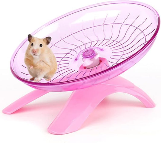Pink Silent Runner Hamster Wheel 7 Inch Quiet Spinner Wheel Flying Saucer Exercise Wheel for Dwarf Hamster Syrian Hamster Gerbil Mice Rats Hedgehog Small Animals