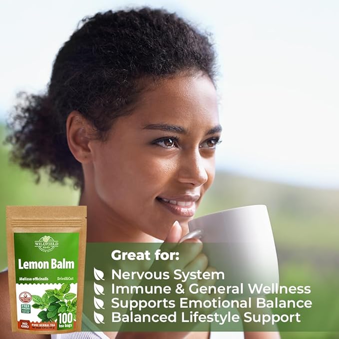100 Bags Dried Lemon Balm Herb Frontier Loose Lemon Balm Tea (Melissa Officinalis Tea) - 100 Count 1.5 g Bags Melissa Herb Te De Toronjil