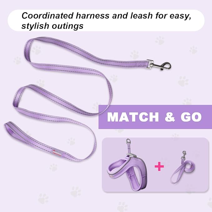 Cat Harness and Leash Set,Escape Proof Kitten Harness,Step in Adjustable Soft Lightweight,Easy Control,Reflective Strips Comfortable for Walking Travel(Violet Purple,XXXS)