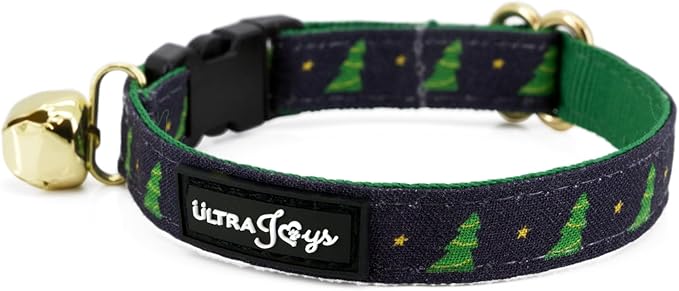 Ultra Joys Cat Collar with Bells - Breakaway for Kittens & Cats - Christmas Tree Small