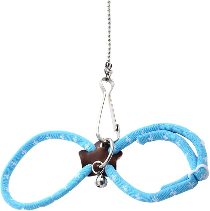 Adjustable Leash Harness with Bell for Rat Mouse Squirrel Guinea Pig Walking Training (Blue)