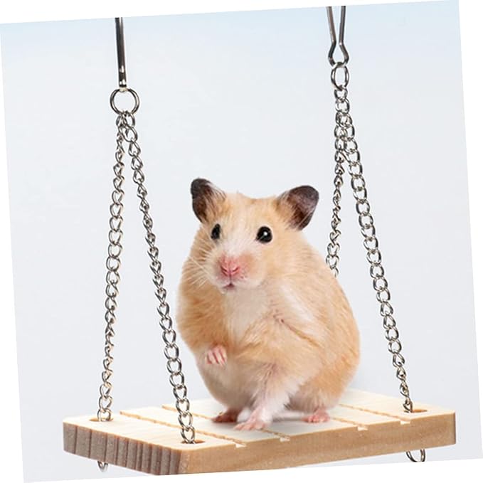 ORFOFE 2pcs Natural Swing Ladder for Hamsters Wooden Teeth Chain Toy Exercise Swing for Parrots Birds Chickens Pet Toy