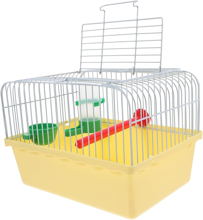 Toddmomy Portable Bird Cage with Waterer Food Box and Perch Lightweight Spacious Travel Bird Carrier for Parakeets Lovebirds 9.25X6.49X6.37 Inch