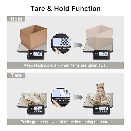 QP Shipping Scale, 440 lb/0.35 oz High Accuracy Digital Postal Scale, Postage Scale, Wireless LCD Display, Hold/Tare Function, Lightweight Scale for Packages/Luggage/Pet, Battery & AC Adapter Included