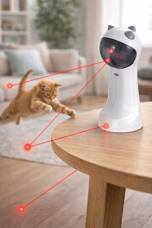 Tundras Automatic Pointing Pointer Light Cat Toy Automatic Motion-ActivatedAdjustable Light Angles, Random Rotating Trajectory, Rechargeable - USB-C Cable Included