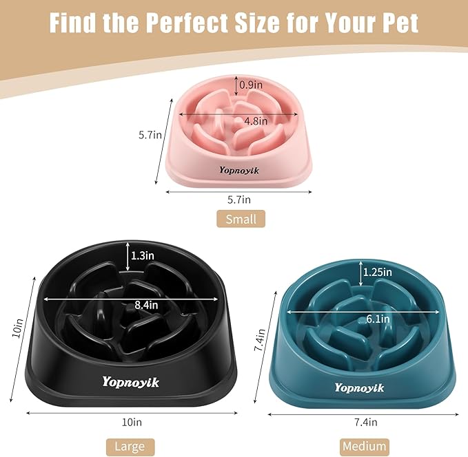 2 Pack Slow Feeder Dog Bowls for Healthy Eating, Non-Slip and Anti-Choking Design, Reduces Bloating & Overeating for Medium Dogs and Cats, Easy to Clean