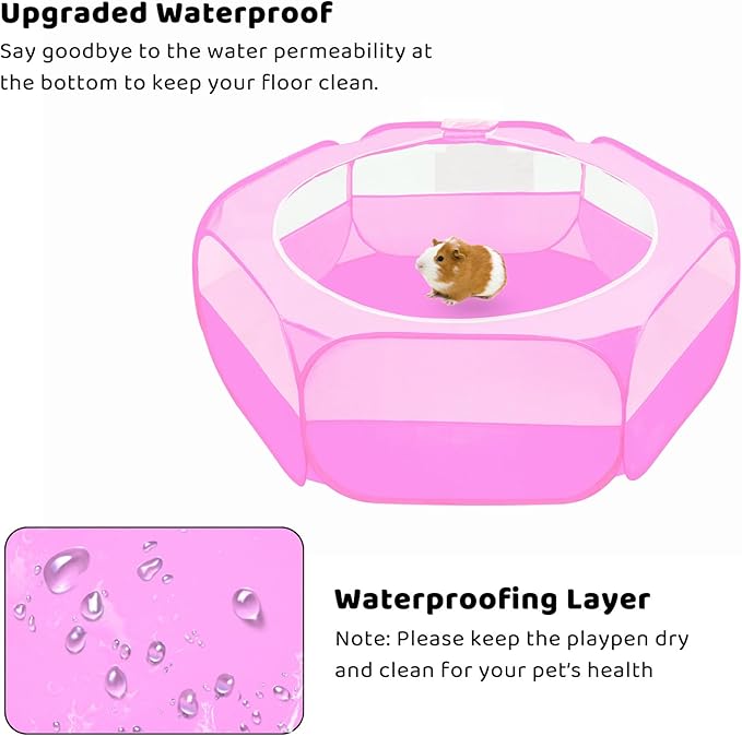Amakunft Small Animal Playpen with Mesh Cover 47x23.6x15in – Portable Pop-Up Bunny Play Pen| Foldable and Breathable Indoor Outdoor Chick Brooder Box for Guinea Pig, Hamster, Rabbit, Kitten