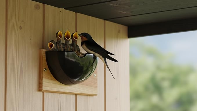 Swallow Houses for Outside, Tree Barn Swallow HDPE Composite Material Everlasting Nesting House Nest Box, Cedar Hanging Board Everlasting Under Roof 10"*4"*5.6" Large Copacity Inside Spaces