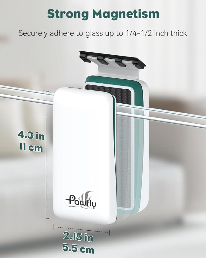 Pawfly Strong Magnetic Fish Tank Cleaner Aquarium Magnetic Glass Cleaner Brush with 2 Detachable Scrapers, Floating Scrubber Brush Cleaning Tool for 1/4-1/2 Inch Thick Glass
