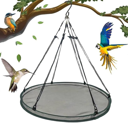 Bird Seed Catcher Tray for Hanging Bird Feeder, Large Outdoor Platform Tray with Adjustable Hanging Hoop, Deep Birdseed Holder for Hummingbird and Bee Feeders in Garden, Lawn, Backyard (S)