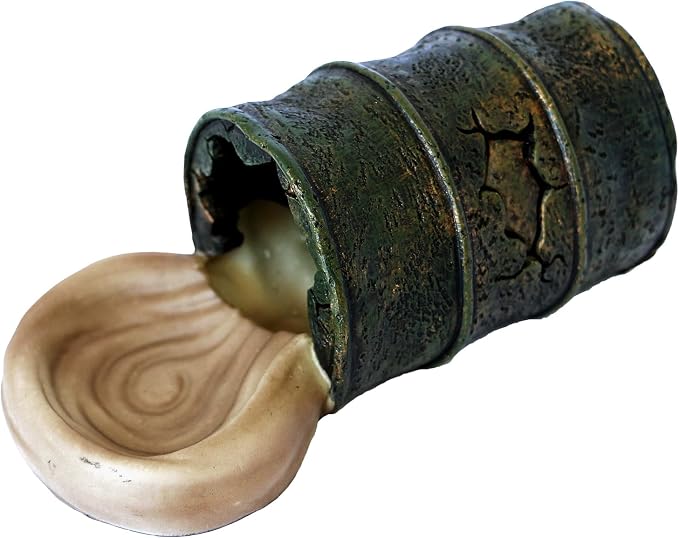 Resin Cave Habitat Hidden for Reptile and Amphibians.Terrarium Decor, Retro Bucket Design,Reptile Hide Cave with Dish,Perfect for Bearded Dragons,Lizards,Snakes,Turtles,Geckos,Tortoises,Small Animals