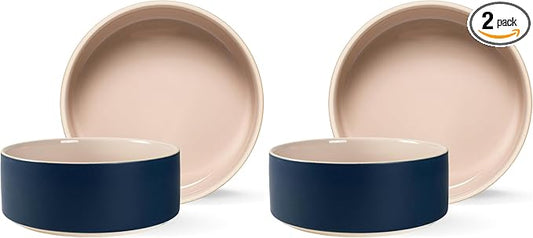 Fringe Studio Minimal Midnight Medium Stoneware Pet Bowl, PetShop Collection (479108) (Pack of 2)