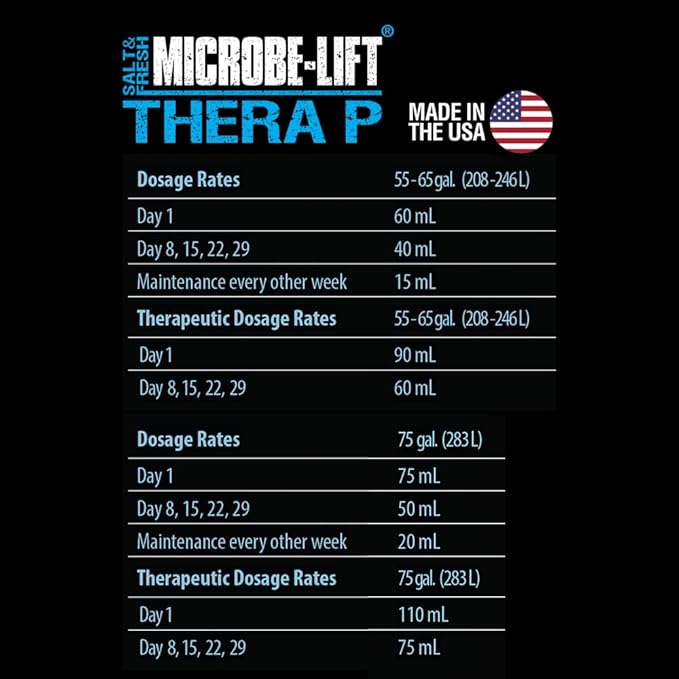 MICROBE-LIFT THERAPH16 TheraP Fish Care Treatment for Freshwater and Saltwater Home Aquariums and Tanks, 16 Ounces (Pack of 4)