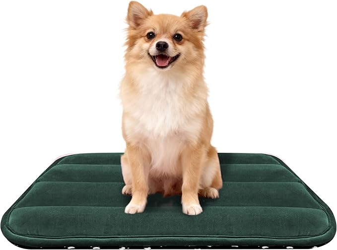 pobopobo Dog Crate Pad, Ultra Soft & Anti-Slip Kennel Mat, Secure Fit for Metal Crates & Dog Cages, Washable Cozy Bed for Small Medium Large Dogs (Green, M(28"*16"*1.5"))