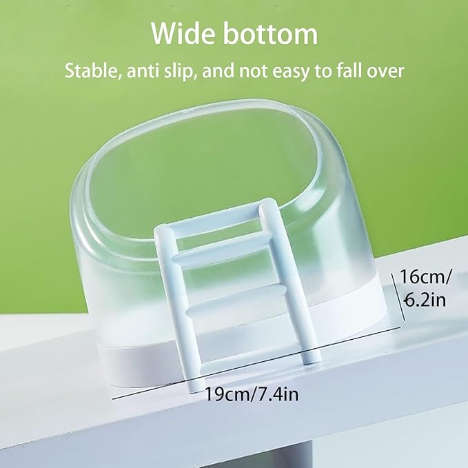 Hamster Sand Bath Container with Climbing Ladder - Panoramic Transparent Chinchilla Dust Bath House Splash-Proof Bathing Hamster Litter Box(Blue)