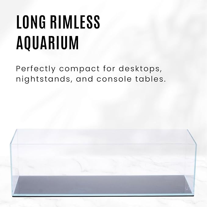 UNS Ultra Clear Rimless Tank - 11.8GAL | 45L - 35.43x7.87x9.84 | 90x20x25 CM, 6mm Glass Thickness, Leveling Mat Included - Low Iron, High Clarity Fish Tank w/ 45° Mitered Edge - [90B]