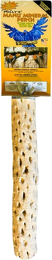 Polly's Manu Mineral Perch for Parakeets, Cockatiels, Macaws, Amazons (X-Large)
