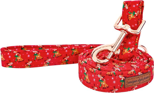 Unique style paws Christmas Dog Leash Matching Christmas elk Themed Collar for Dogs and Cats-XS