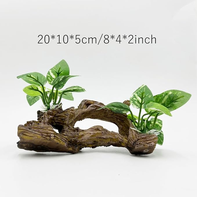Fish Tank Decorations Aquarium Decor Ornaments Betta Silk Leaf pad Hammock Artifical Driftwood Cave Goldfish Bowl Accessories (Type-E)