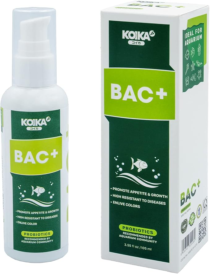 KOIKA BAC+ Aquarium Probiotics for Fish & Shrimp – High-Density Beneficial Bacteria, Immunity Boosting, Disease Resistance & Digestive System Support (105ml)