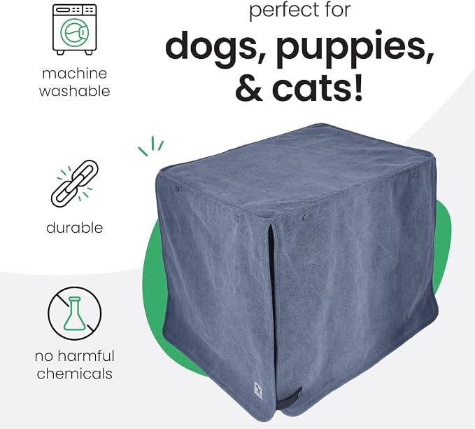 Molly Mutt Dragonstone Dog Crate Cover, GOTS-Certified 100% Organic Cotton Canvas Cover for Dog or Puppy Kennel and Cage, Washable, Free of Harmful Chemicals, Huge, Fits 36"x23"x25" Crate