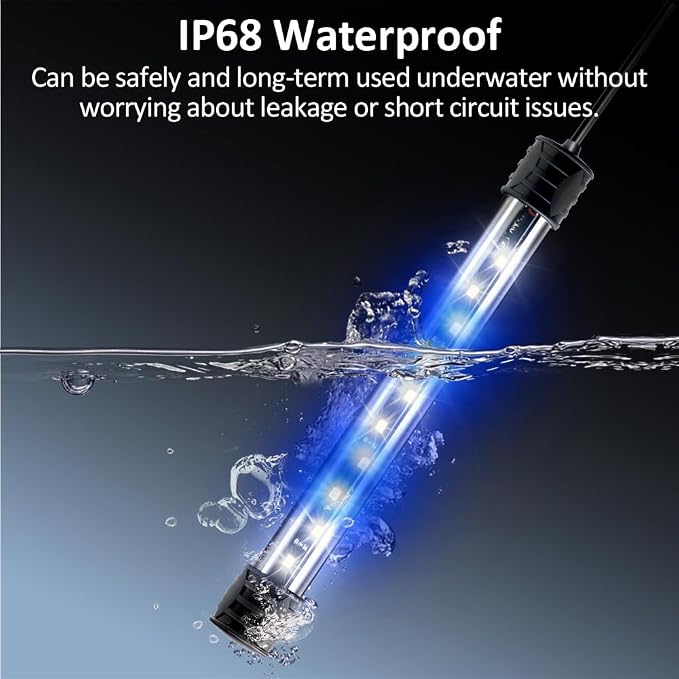 DaToo LED Aquarium Light 3 W Underwater USB Fish Tank Light Blue Submersible Aquarium Light 7in