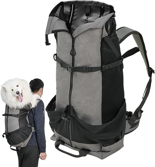 Big Dog Backpack Carrier 80lbs, Extra Large Dog Backpack Carrier, Fully Adjustable Pet Carrier (Grey,XX-Large)
