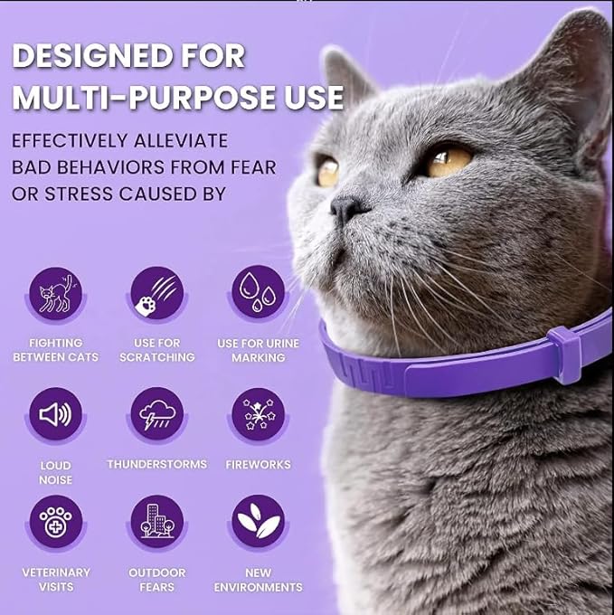 Calming Collar for Cats, Long-Lasting Pheromone Collar Helps for 60 Days, Designed to Reduce Stress and Anxiety, Helps Cats and Kittens Calm, Loud Noises, and Separation, 2 Count
