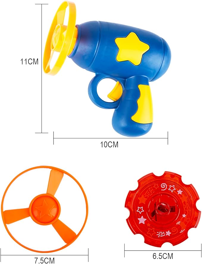 Berry President Flying Saucer Toy, Flying Disc Launch Playset with Rotating Flash Light, Indoor Outdoor Twist Shoot Toy for Kids Aged 3 Years Old & Up (DarkBlue)