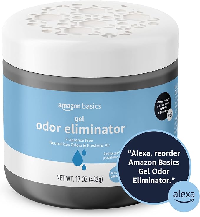 Amazon Basics Odor Eliminator, Gel, Activated Charcoal | Fragrance Free | 17 Oz | Pack of 2