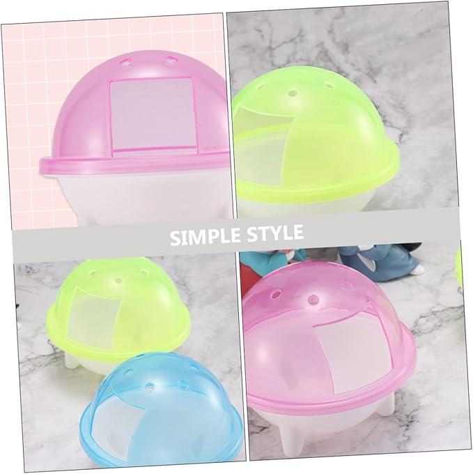 Sosoport 3pcs Transparent Hamster Sand Bath Room Small Pet Bathroom Container for Hamsters Chinchillas and Gerbils Easy to Observe and Bright Colors for Bathing and Dust Bathing